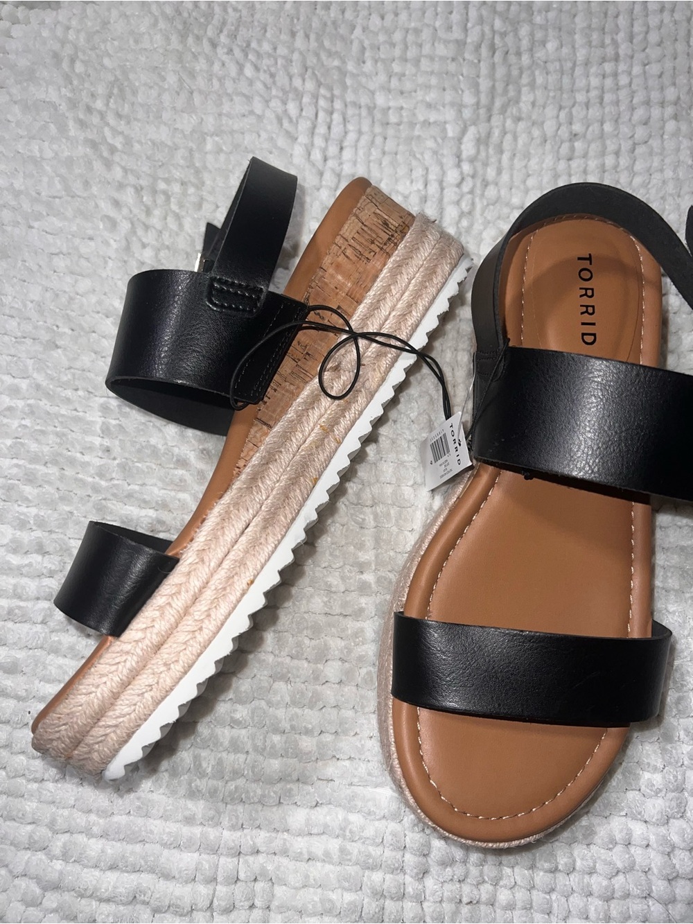 Torrid NWT Black Double-Strap Wedge Sandals - Picture 2 of 6